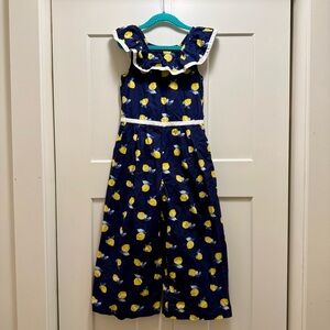 Janie and Jack Lemon Ruffle Trim Jumpsuit